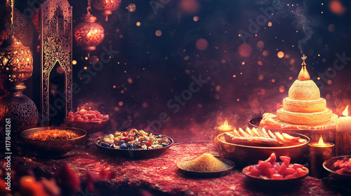 islamic ramadan food background  eid al fitri fasting iftar