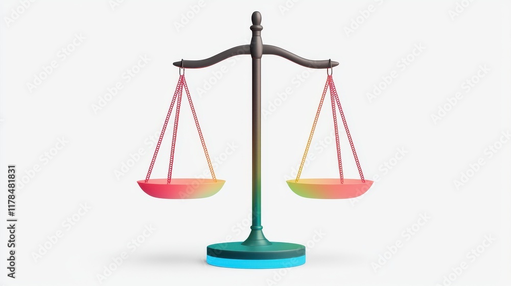 A colorful scale symbolizes balance and justice, representing equality and fairness in decision-making and legal matters. A colorful scale symbolizes balance and justice, representing equality and fairness in decision-making and legal matters.