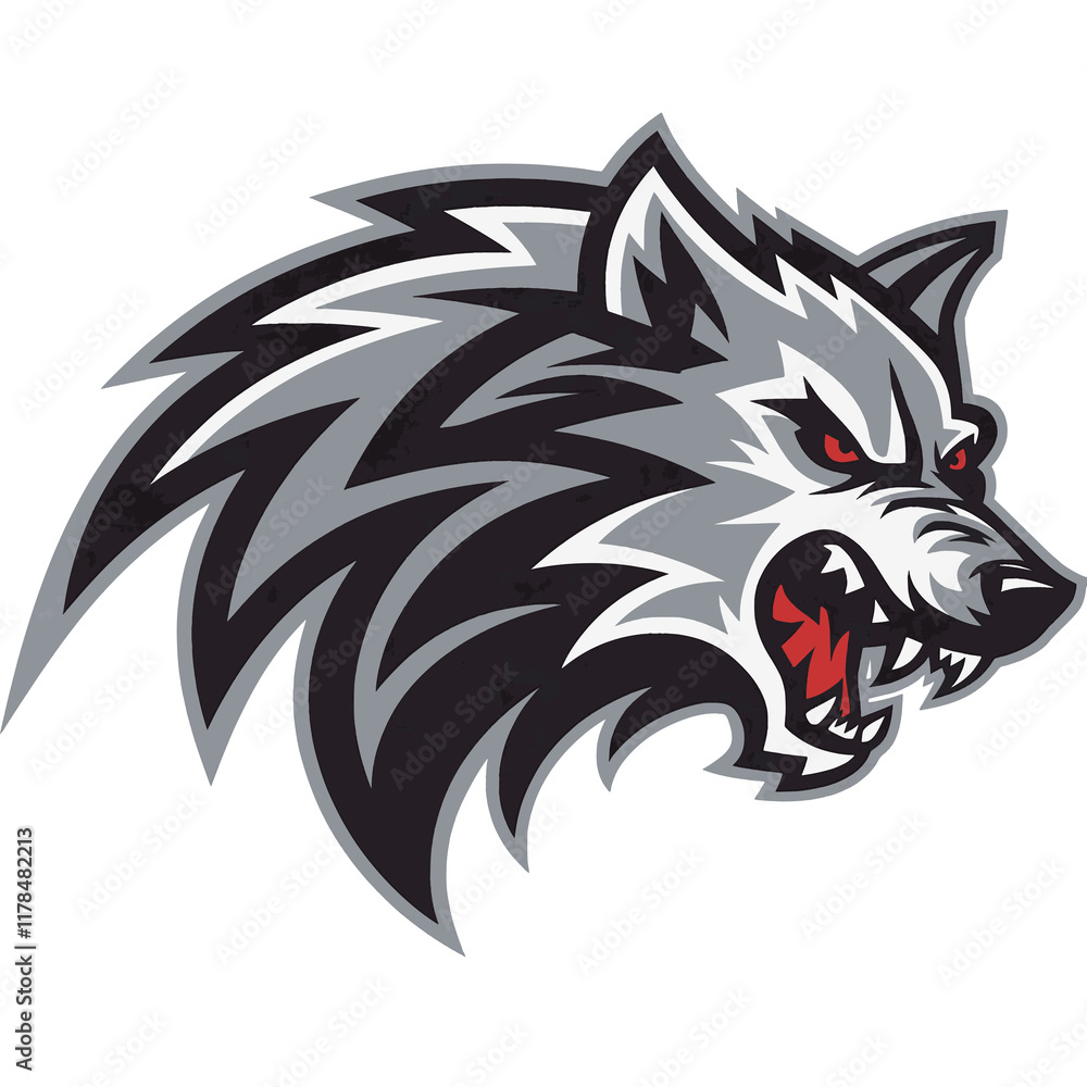 Fototapeta premium wolf head illustration design logo flat