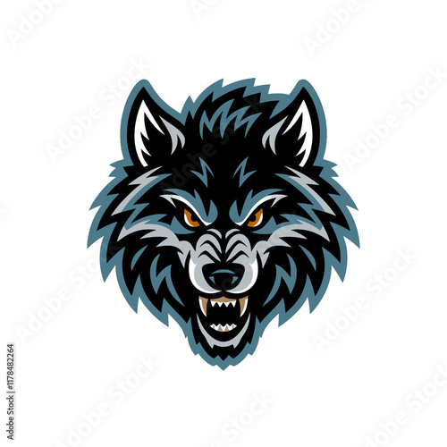 wolf head illustration design logo illustration on white background photo