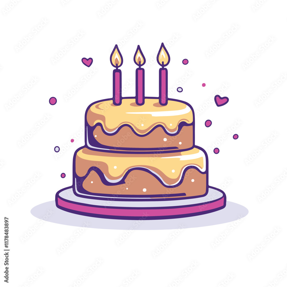 Vector icon of a two tier cake with candles Vector icon of a two tier cake with candles
