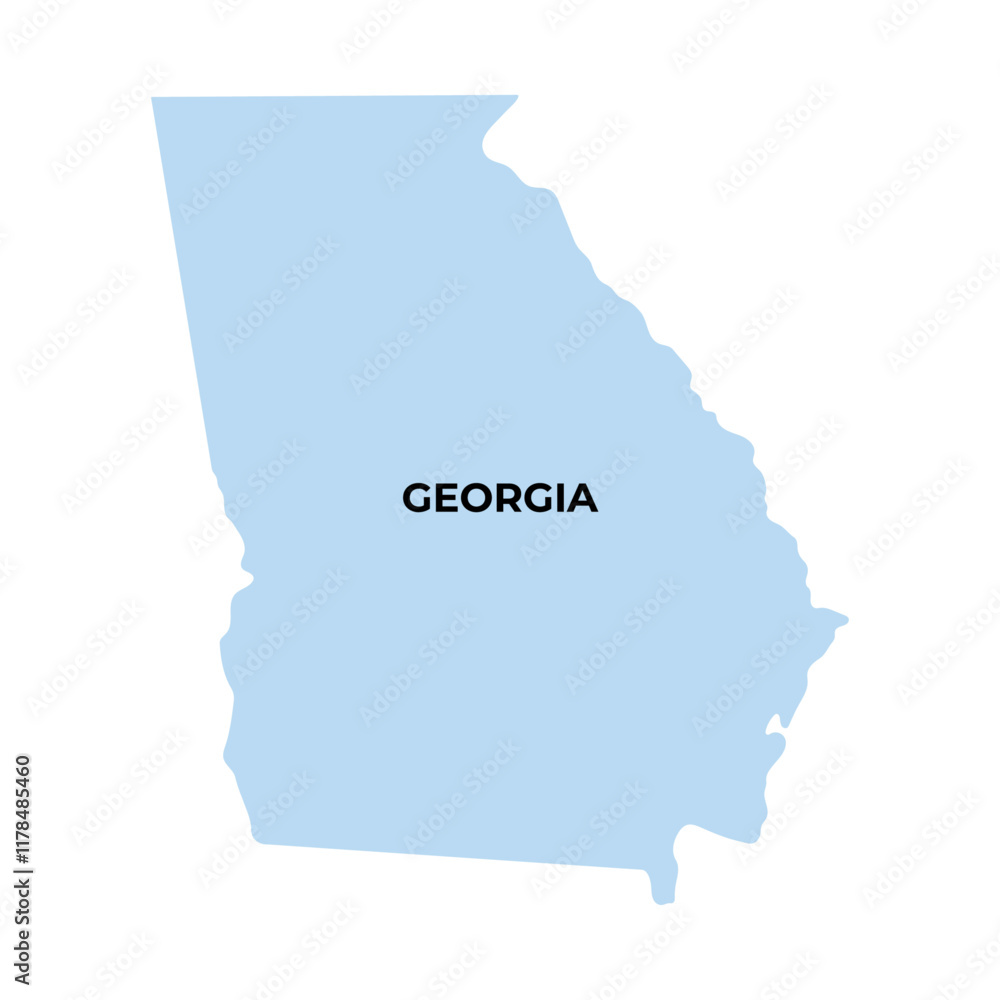 Simple Georgia state regions map. Isolated on white Background