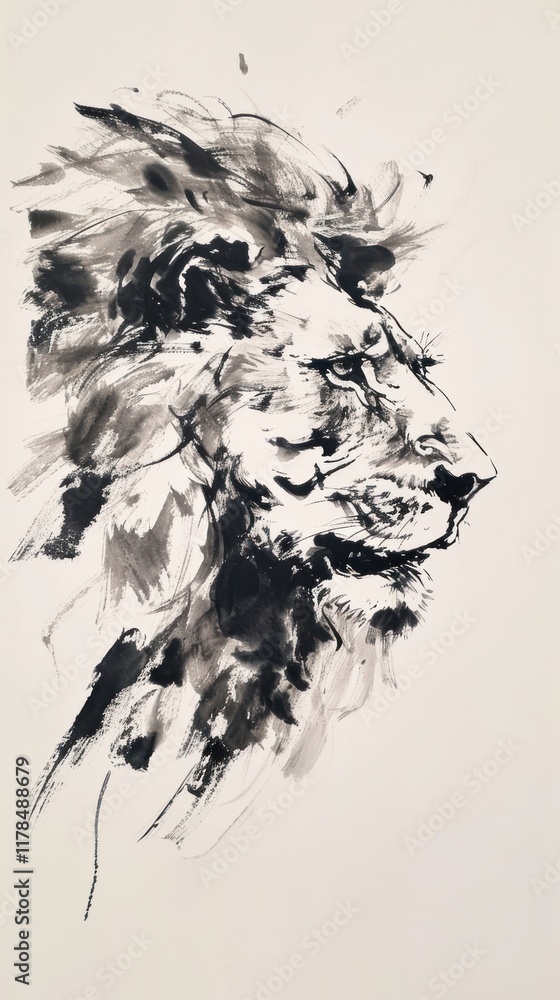 Obraz premium Lion drawing animal sketch.