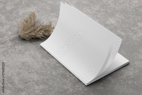 Blank half open magazine with dry wheat