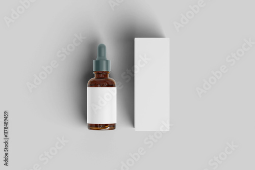 Blank dropper with box mockup top angle view