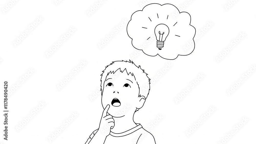 Sketch of a child coloring a funny cartoon lamb on a farm Sketch of a child coloring a funny cartoon lamb on a farm