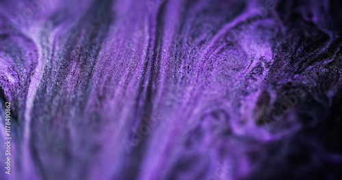 Wallpaper Mural Shiny ink drip. Glitter fluid blend. Defocused purple blue black color sparkling particles texture paint cascade abstract art background. Torontodigital.ca