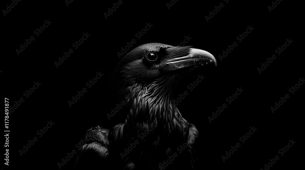 Majestic Raven in Monochrome: A Study in Darkness and Light Majestic Raven in Monochrome: A Study in Darkness and Light