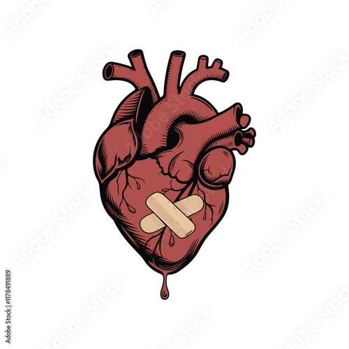 broken human heart vector 