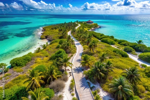 Drone Photo Path to Costa Mujeres Beach, Caribbean Coast, Mexico