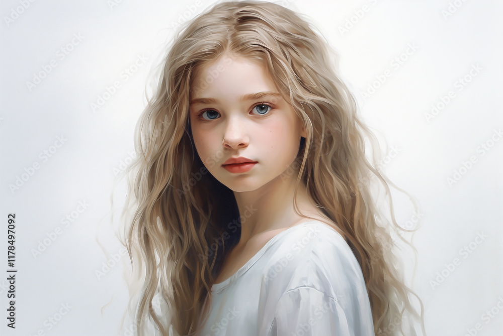 Portrait of a Girl on a White Background Portrait of a Girl on a White Background