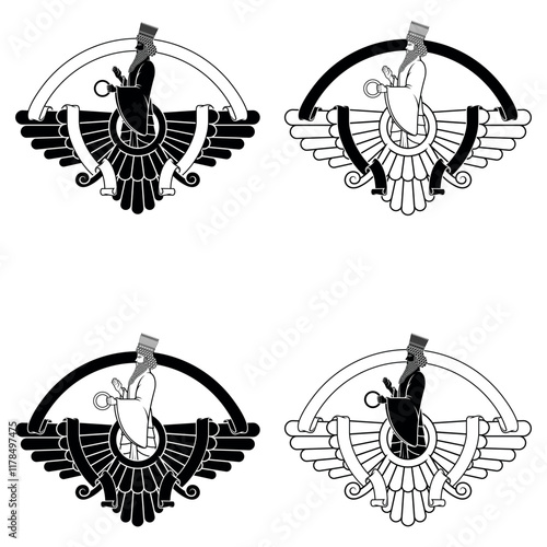 Zoroastrian winged solar disk with ribbon