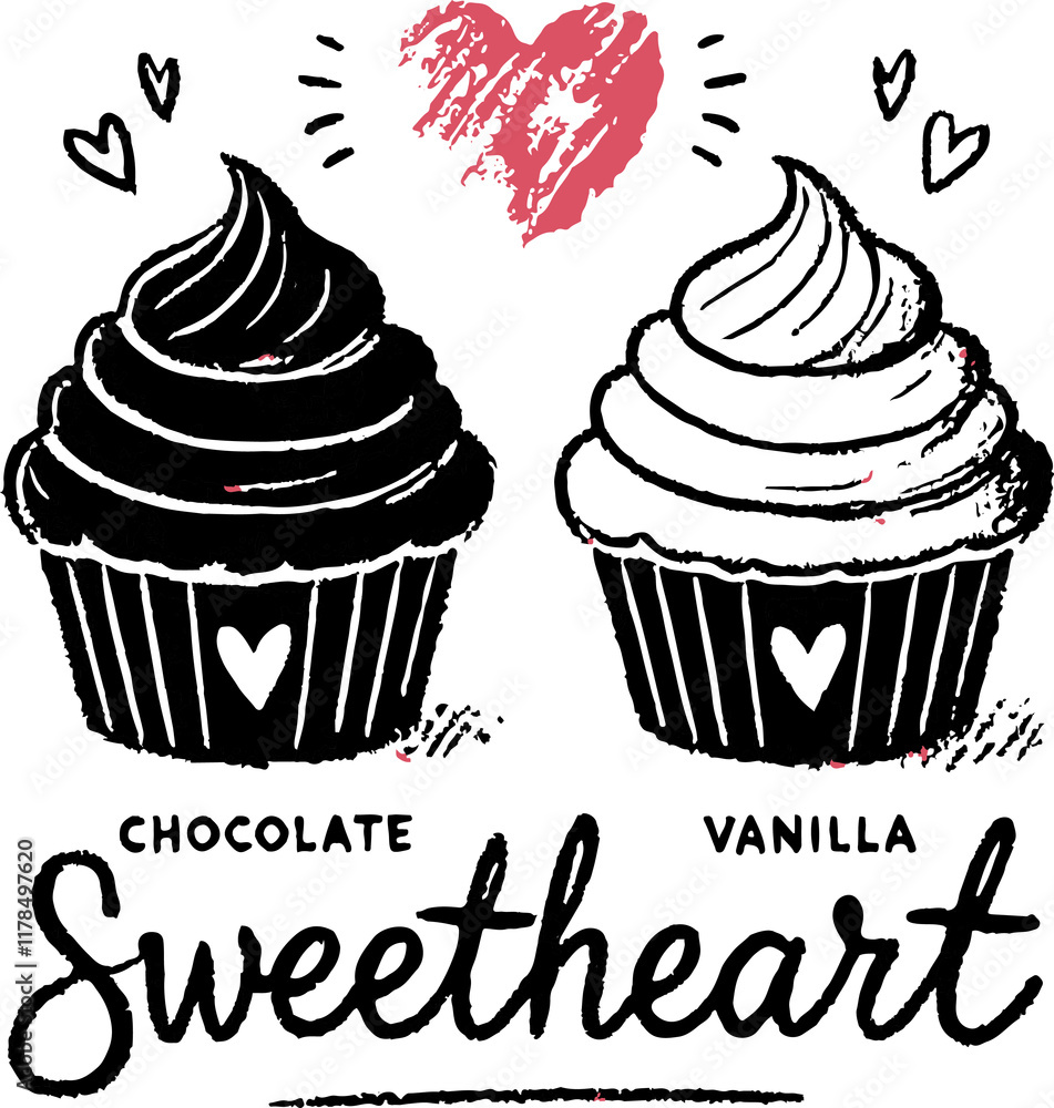 Sweetheart Chocolate Vanilla Cake illustration Sweetheart Chocolate Vanilla Cake illustration