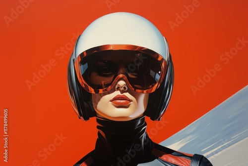 Sunglasses helmet adult woman. photo