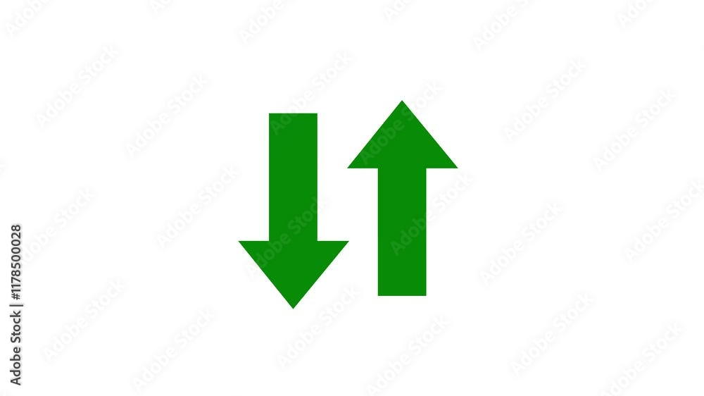 Swipe up and down green arrow animation on a white background. Up-down arrow loading seamless loop into alfa channel Swipe up and down green arrow animation on a white background. Up-down arrow loading seamless loop into alfa channel