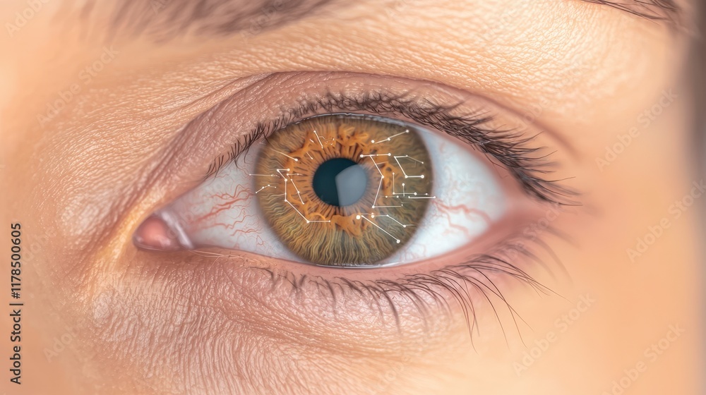 Fototapeta premium Futuristic Eye Digital Technology Close up Iris Biometric Cybersecurity Innovation A