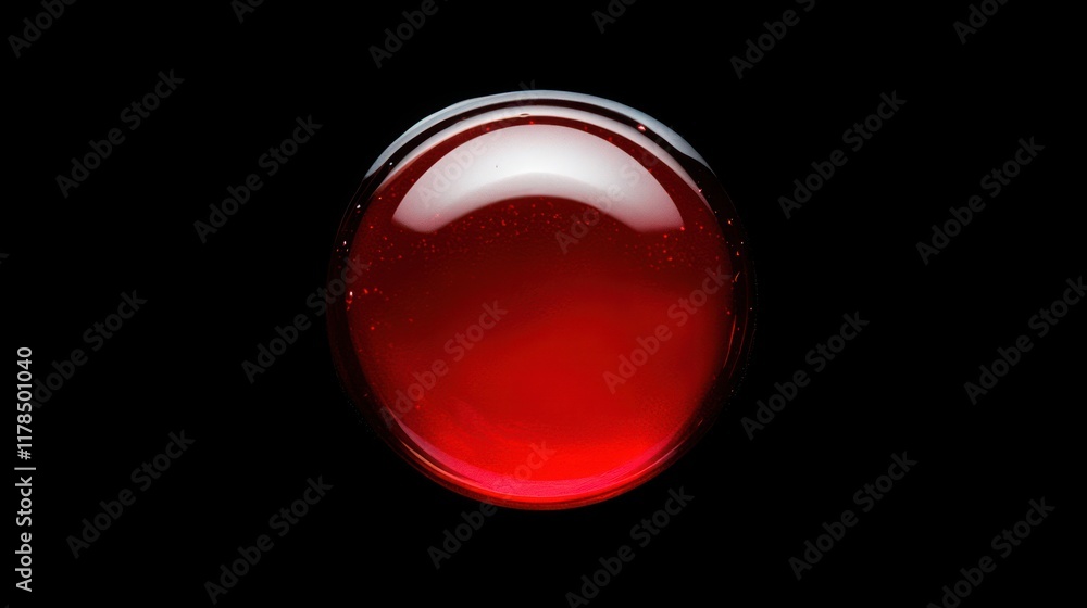 A glossy red orb resembling a liquid or gel, set against a black background. A glossy red orb resembling a liquid or gel, set against a black background.