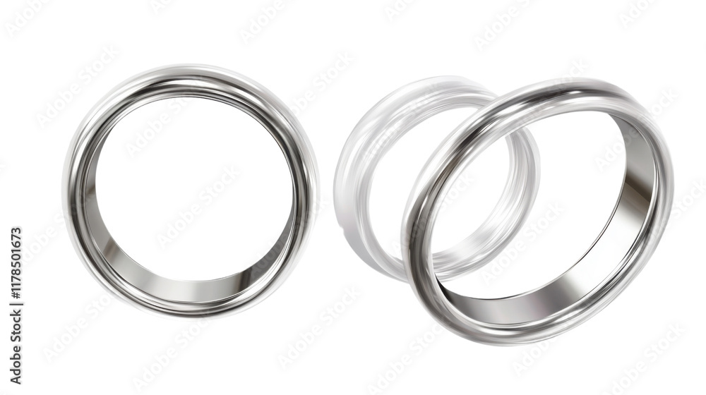 three silver rings isolated on white background three silver rings isolated on white background