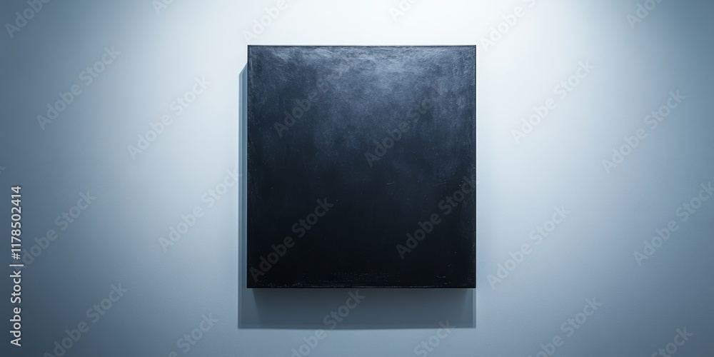 A minimalist black canvas showcased on a well-lit wall, perfect for modern art enthusiasts and gallery displays. A minimalist black canvas showcased on a well-lit wall, perfect for modern art enthusiasts and gallery displays.