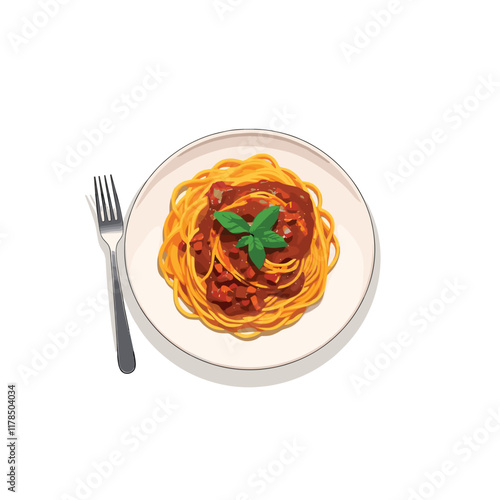 Illustration of spaghetti with white background
