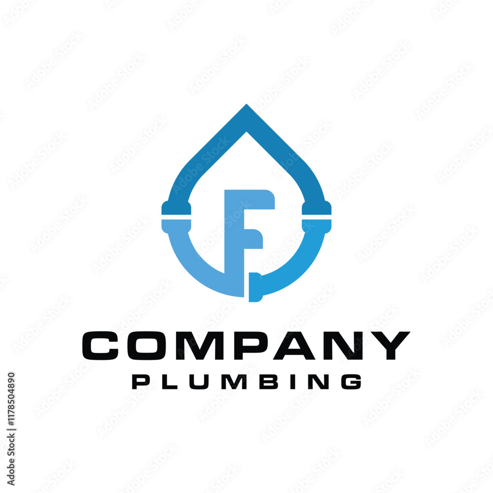 Obraz premium letter F plumbing logo design element vector template