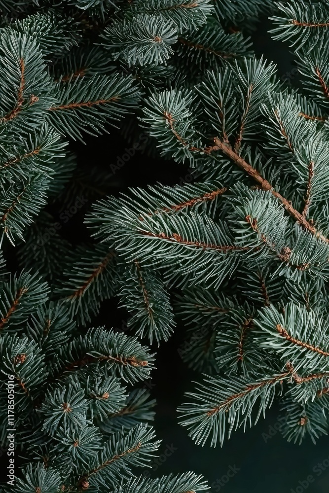 Close-up of Pine Branches, Nature's Festive Beauty Close-up of Pine Branches, Nature's Festive Beauty