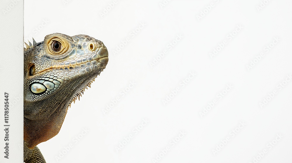 Curious iguana observing from a corner Curious iguana observing from a corner