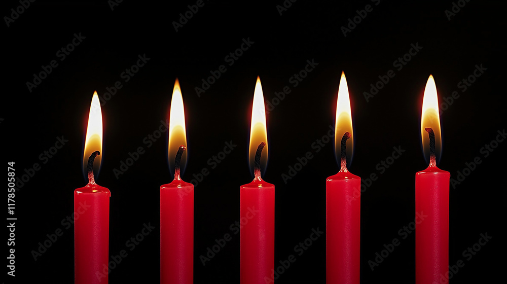 red candles isolated on black background red candles isolated on black background