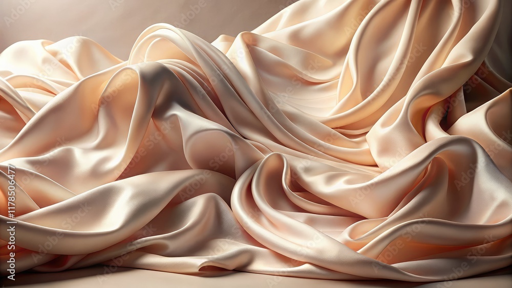 Fototapeta premium Elegant Pink Silk Drape Cream Product Display Fashion Photography