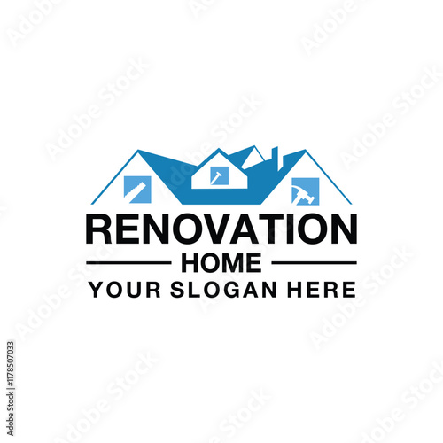 home renovation logo design element vector template