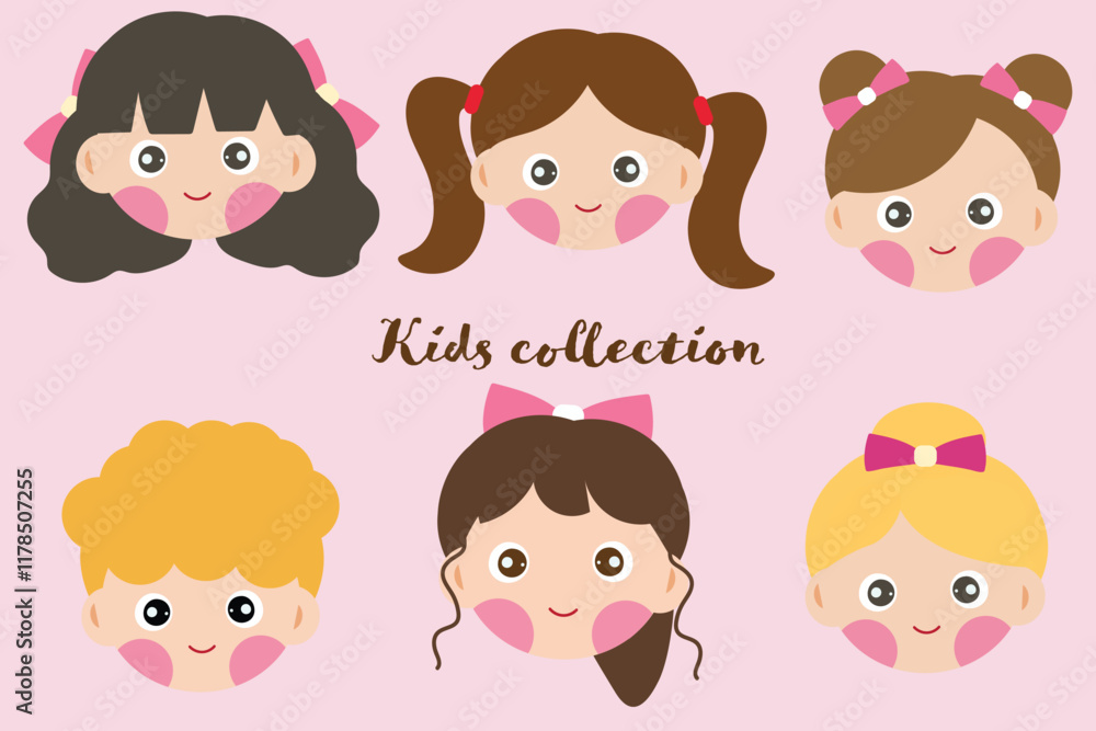 Colorful Kids Faces Collection Illustration Colorful Kids Faces Collection Illustration