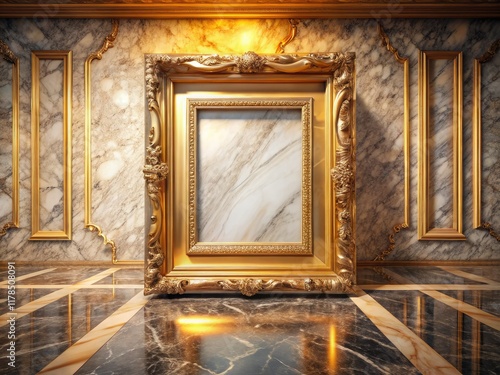 Empty Frame on Eramosa Marble, Luxury Gallery, 3D Showcase photo