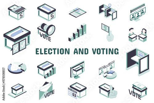 Election and Voting Flat Vector Illustration Icon Sticker Set Design Materials