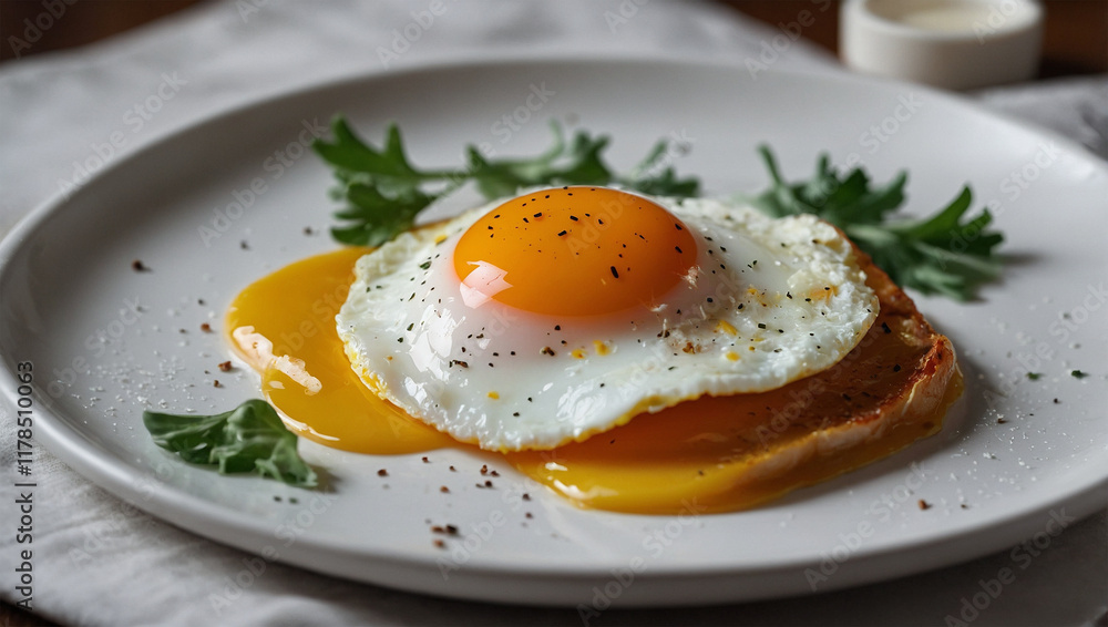 fried egg served on a plate fried egg served on a plate