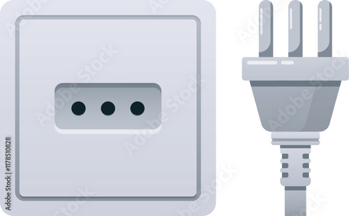 Modern electric wall outlet vector illustration