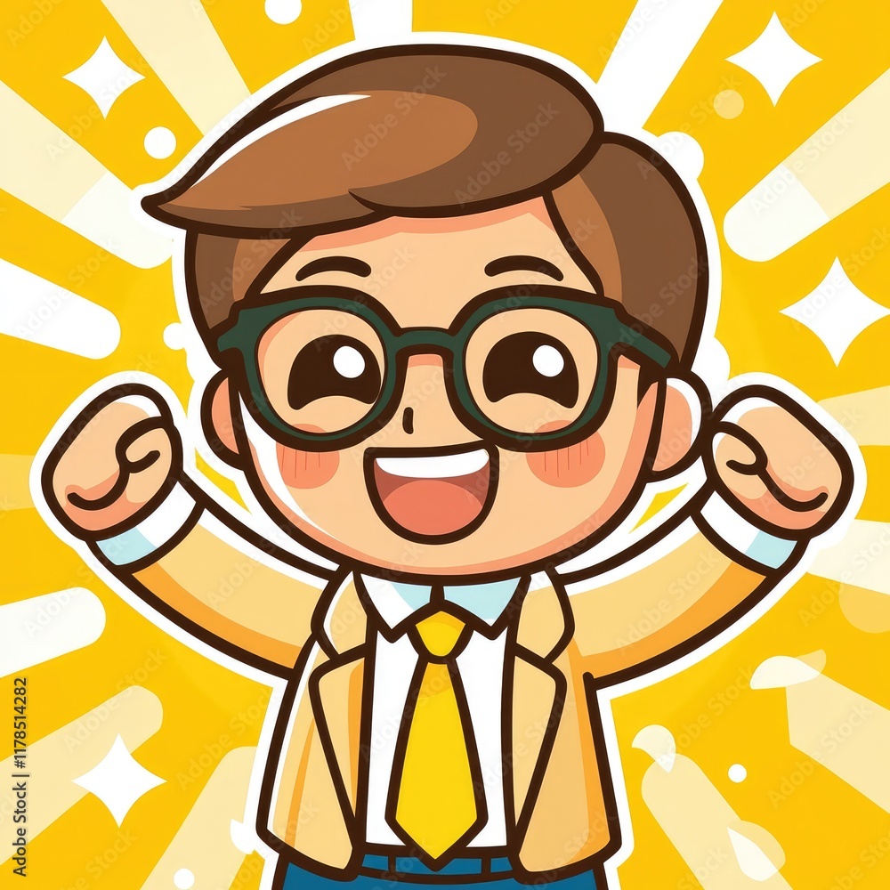 Joyful Person Celebrating Success. Happy, Excited, and Triumphant Joyful Person Celebrating Success. Happy, Excited, and Triumphant
