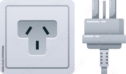 Power socket and plug vector illustration