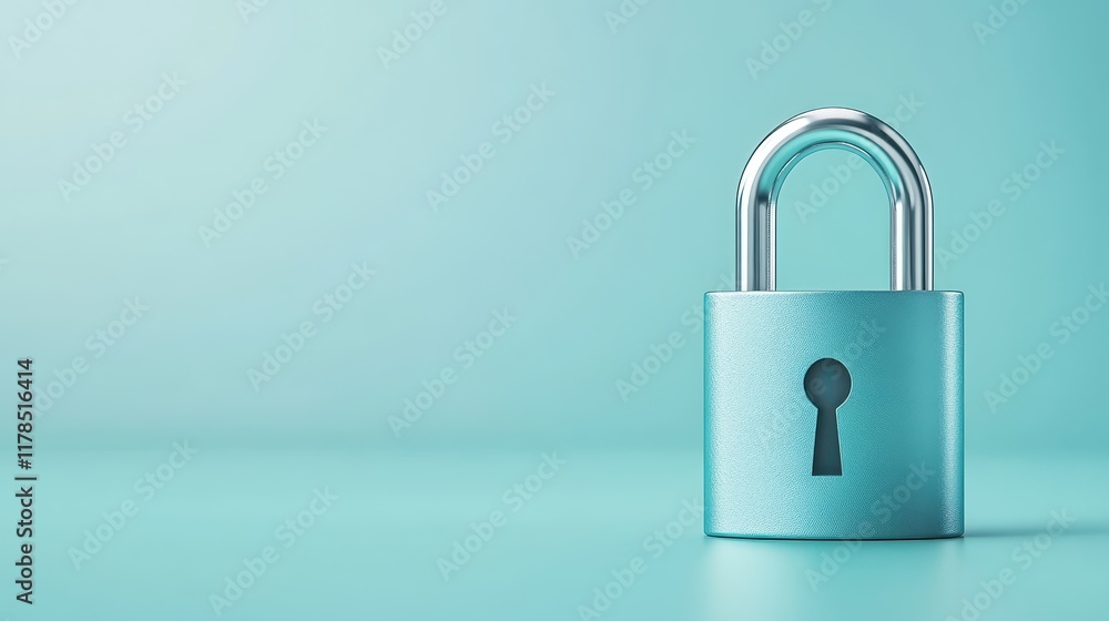 Metallic padlock on vibrant blue, symbolizing security, protection and data privacy in the digital age Metallic padlock on vibrant blue, symbolizing security, protection and data privacy in the digital age