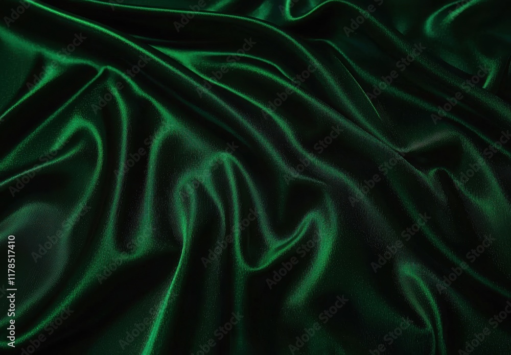 Obraz premium Dark Green Satin Fabric Texture Closeup