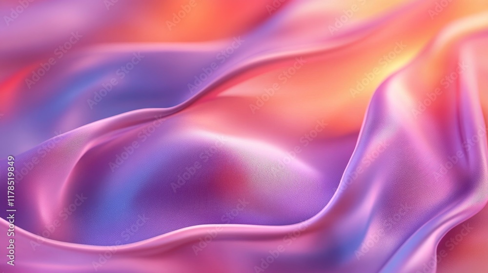 Fototapeta premium An elegant close-up of a soft silk fabric with flowing waves in beautiful shades of pink and purple, creating a serene and colorful backdrop perfect for design projects.