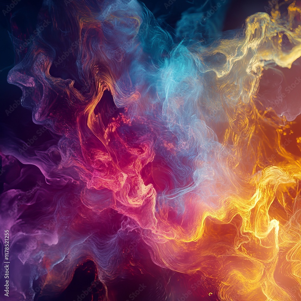 A colorful flame with a blue and yellow part. The flame is surrounded by a purple and red part A colorful flame with a blue and yellow part. The flame is surrounded by a purple and red part