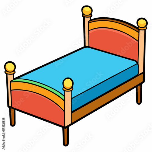 Colorful art of Vector Illustration of a Bed - Furniture Design, vector illustration