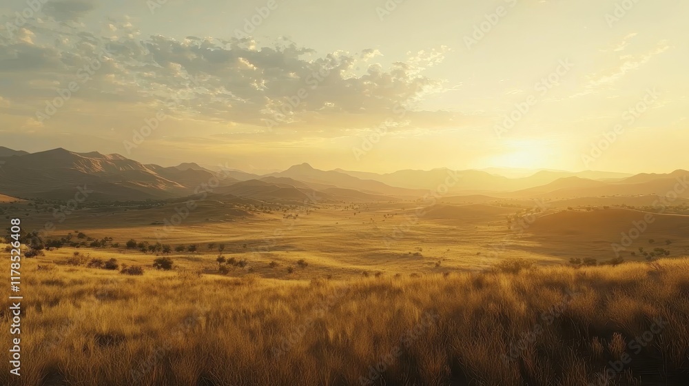 Quiet Desert Landscape with Distant Mountains Quiet Desert Landscape with Distant Mountains