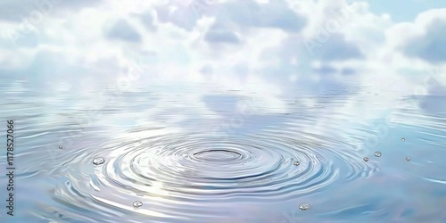 Serene Water Ripples Under a Cloudy Sky