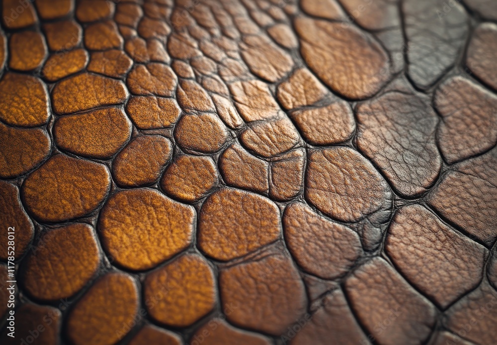 Close-up View of Richly Textured Brown Leather with Intricate Scale Patterns Showcasing Natural Beauty and Craftsmanship for Design and Fashion Projects Close-up View of Richly Textured Brown Leather with Intricate Scale Patterns Showcasing Natural Beauty and Craftsmanship for Design and Fashion Projects