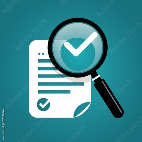 Magnifying glass and check mark icon. Business concept,idea,right choice