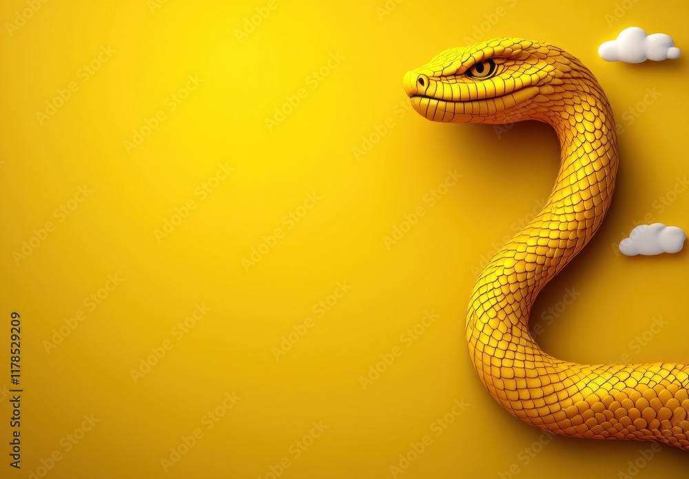 Fototapeta premium Golden Snake Art - A Striking 3D Design
