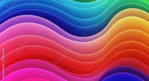 Vibrant Rainbow Wave Abstract Background Colorful Gradient Curves Modern Design Texture