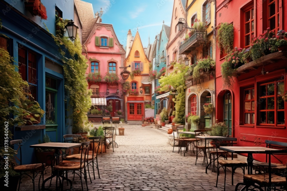 Fototapeta premium European cafe building architecture outdoors.