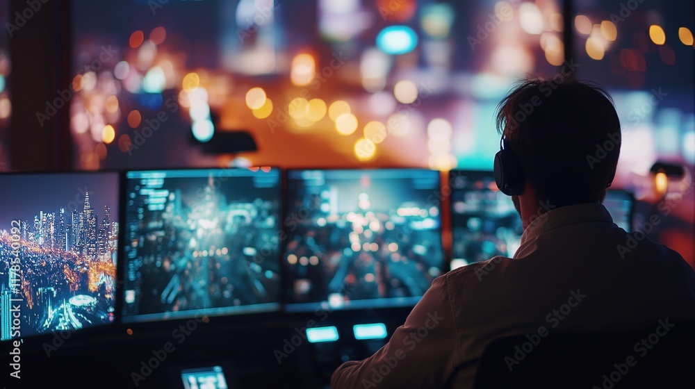 Urban control center managing city traffic efficiently Urban control center managing city traffic efficiently